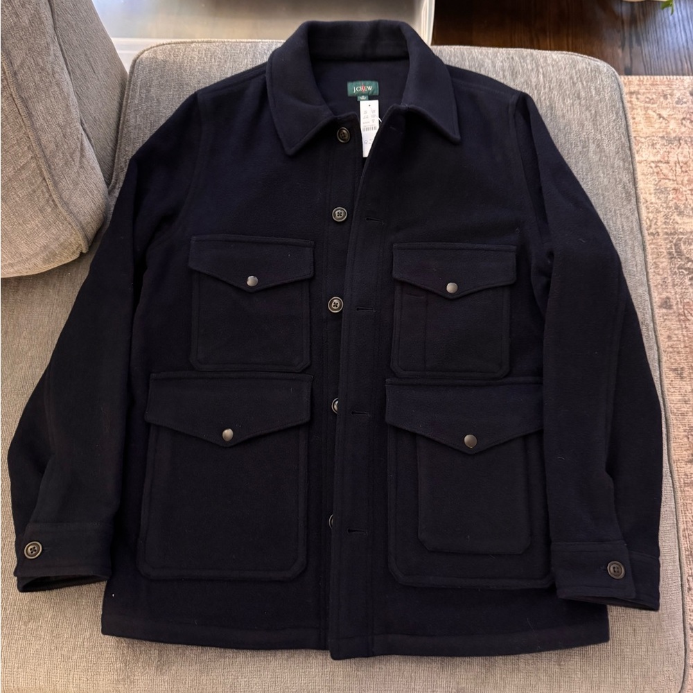 NWT Men’s J. Crew wool blend navy coat